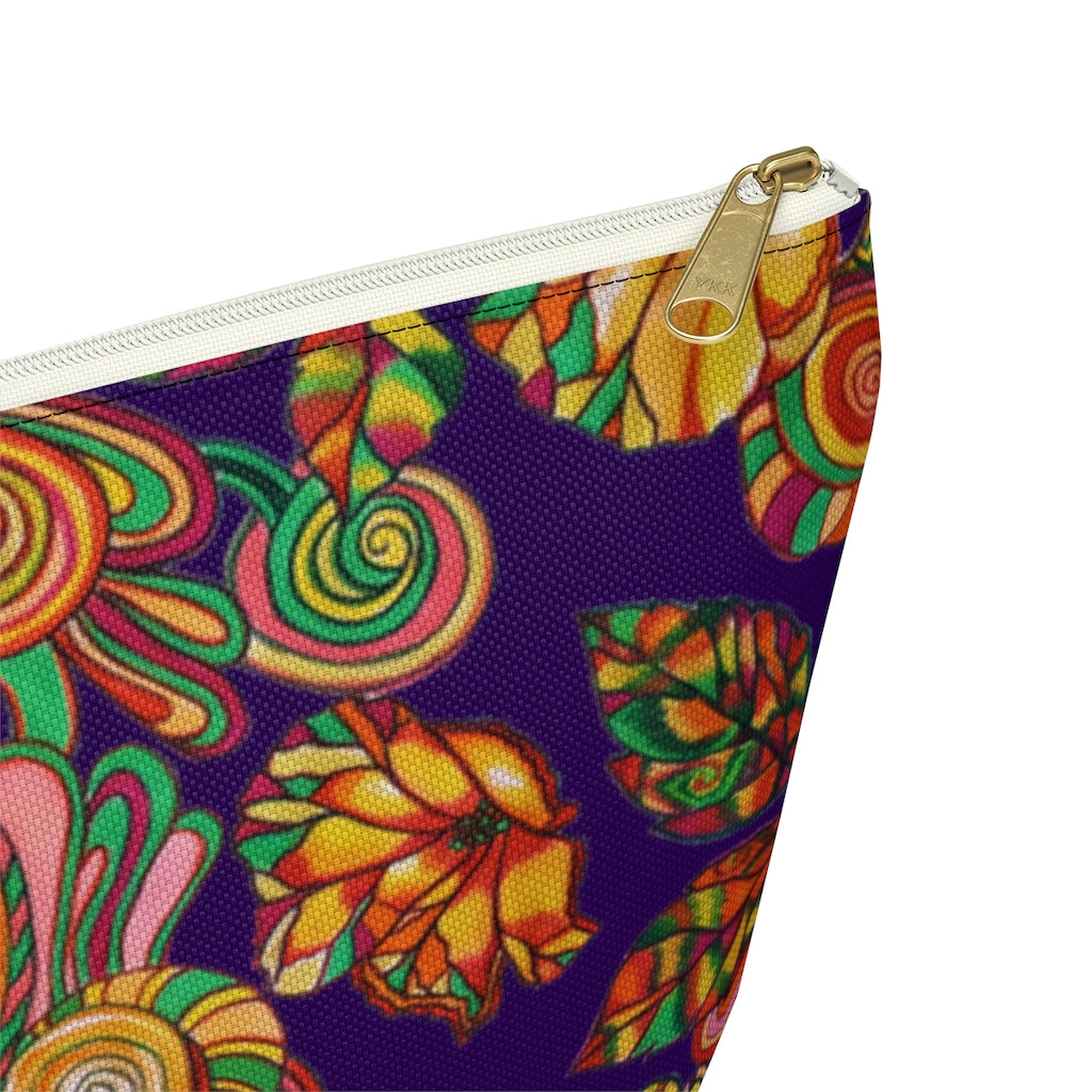 Violet Artsy Floral Accessory Pouch