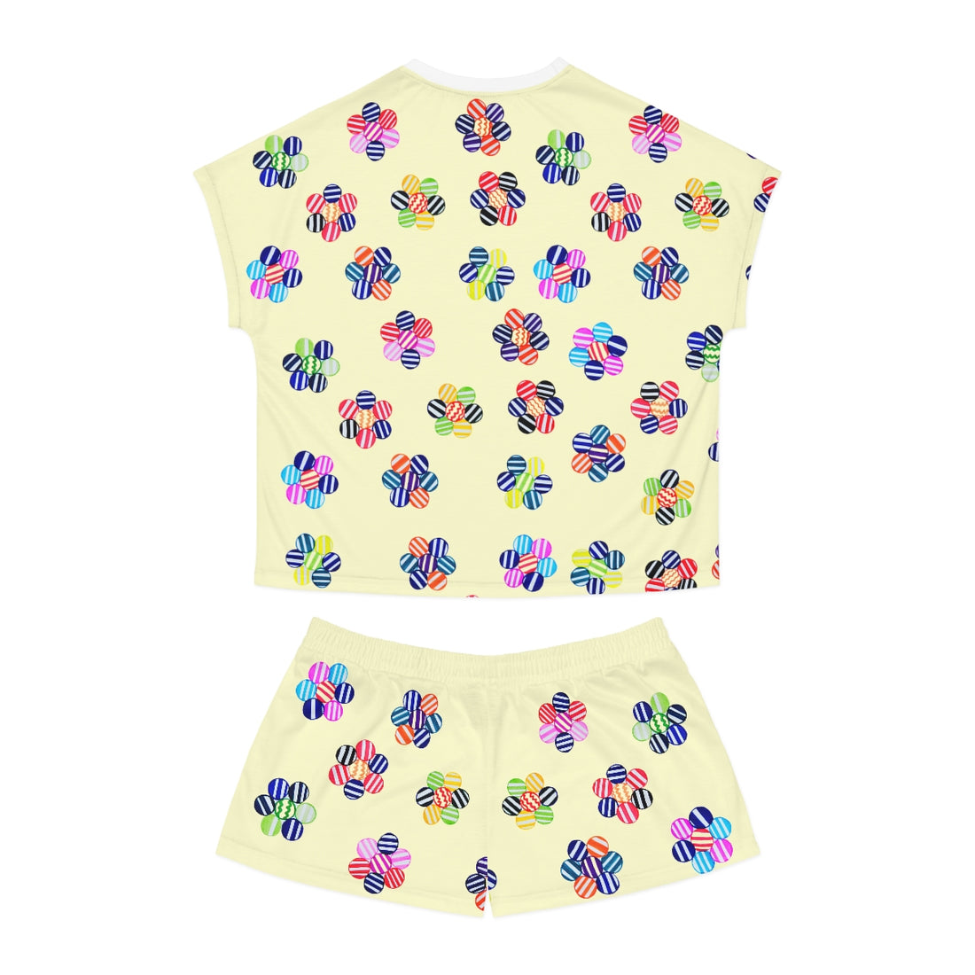 Cream Candy Floral Short Pajama Set (AOP)