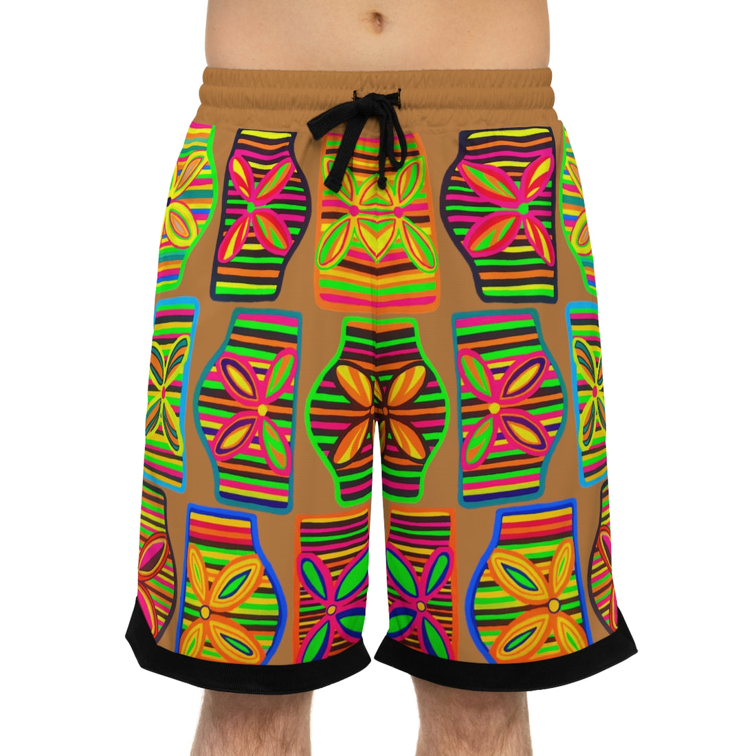 tussock art deco print basketball shorts