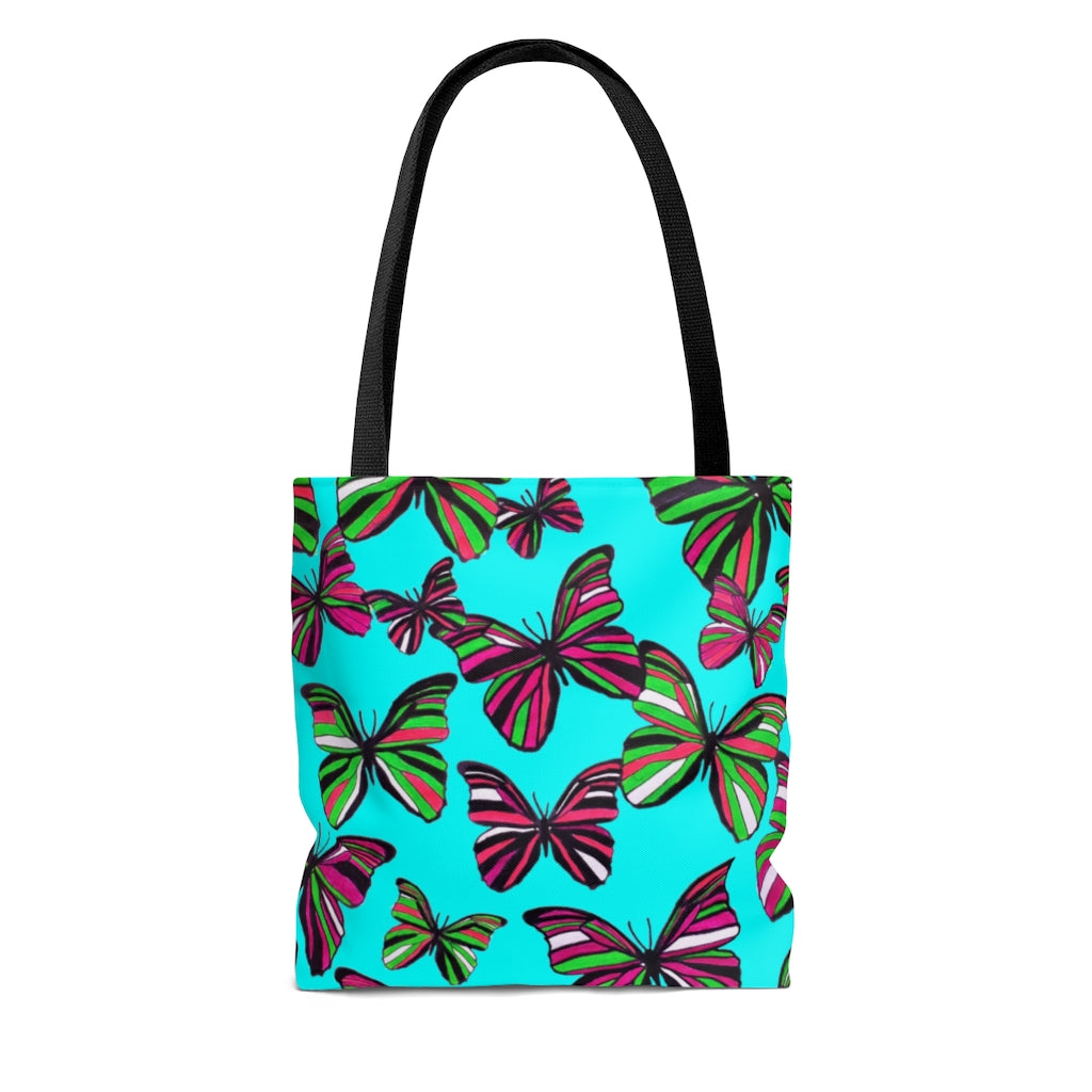 AOP Butterflies Cyan Tote Bag