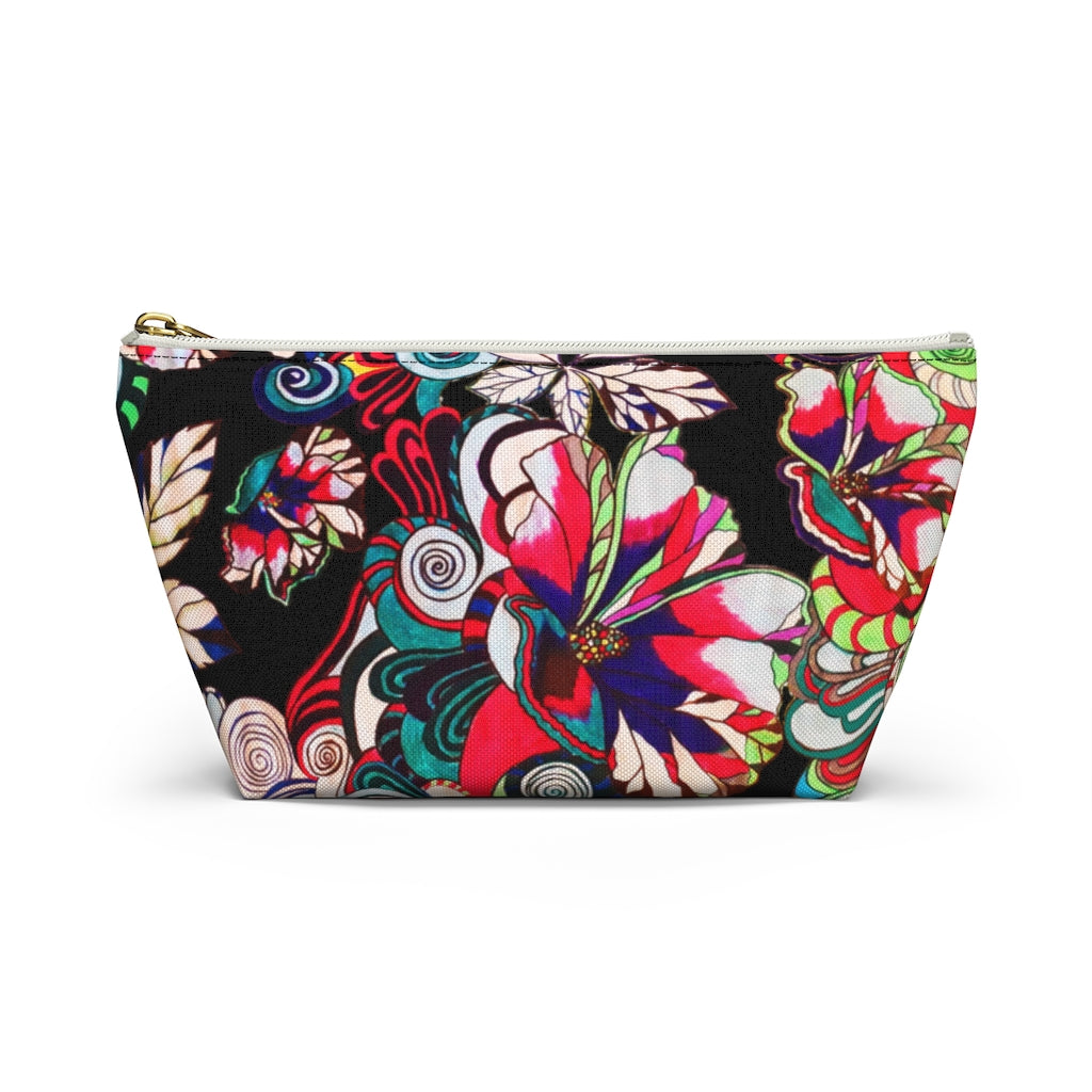 Floral Pop Black Accessory Pouch