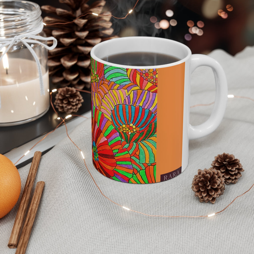 Wild Flower Spiced Orange Ceramic Mug 11oz