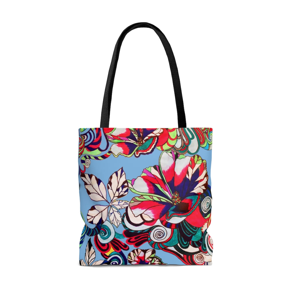 AOP Artsy Floral Pop Sky Tote Bag