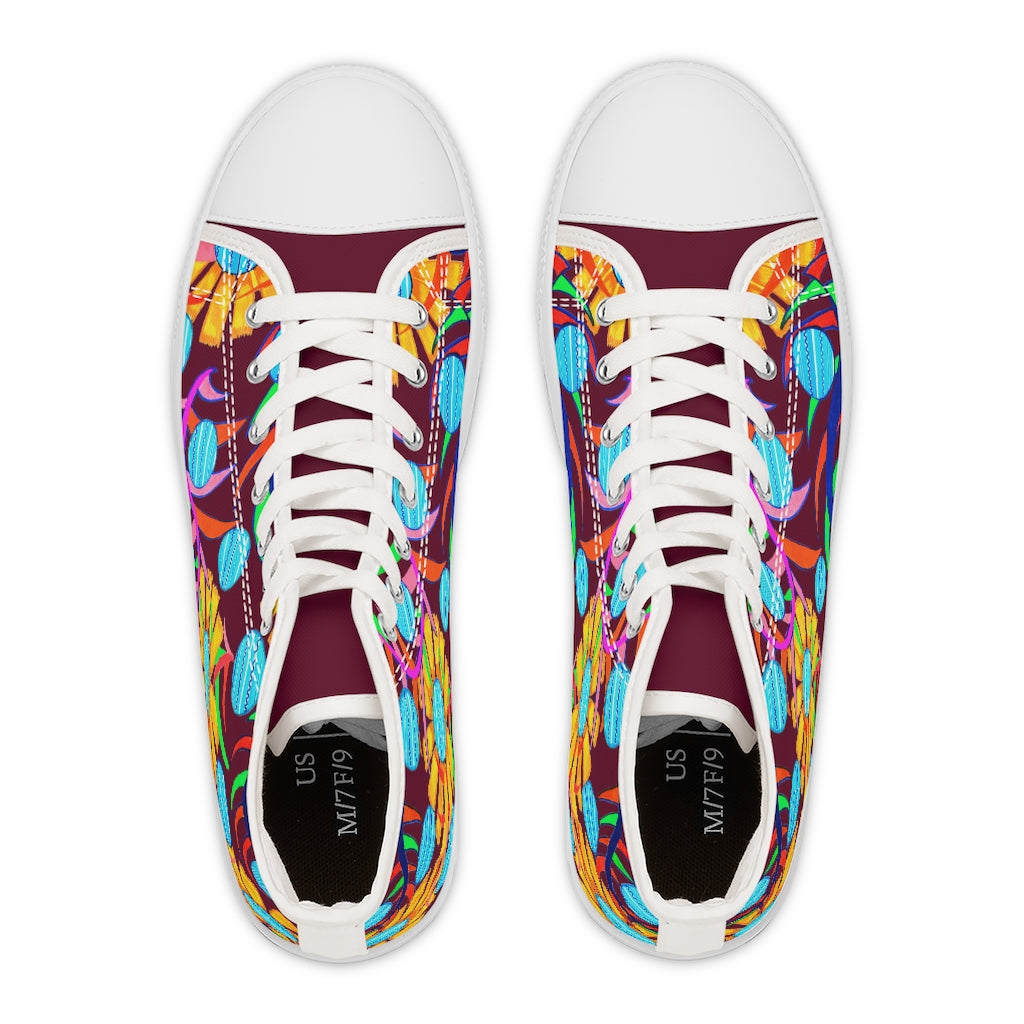 Marsala Sunflower Women's High Top Sneakers