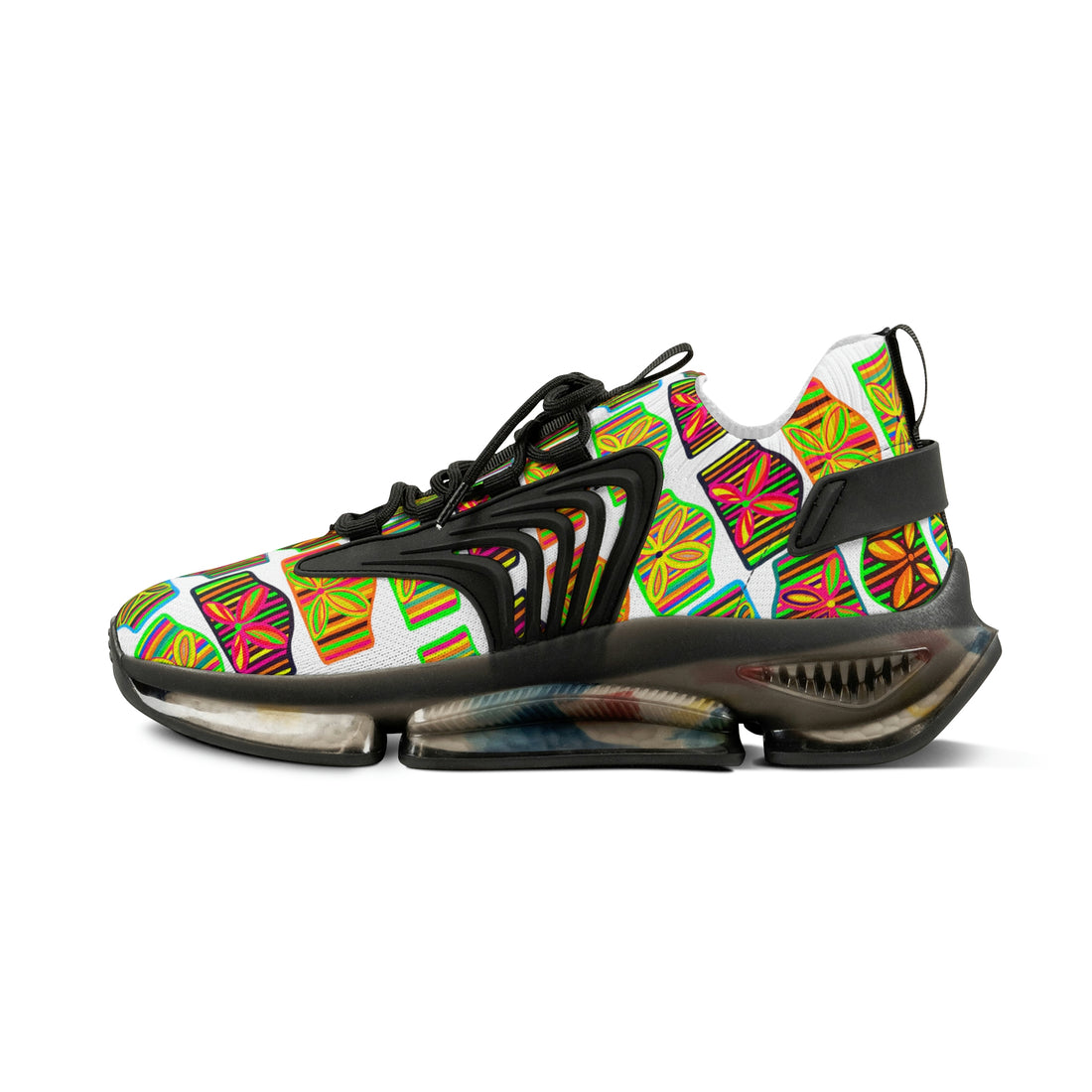 White Deco Print OTT Men's Mesh Knit Sneakers