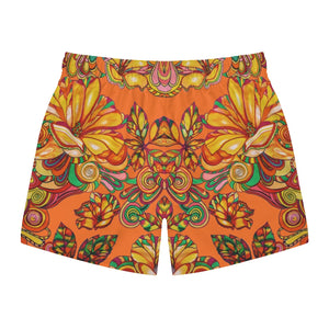 Floral Men's Orange Swimming Trunks