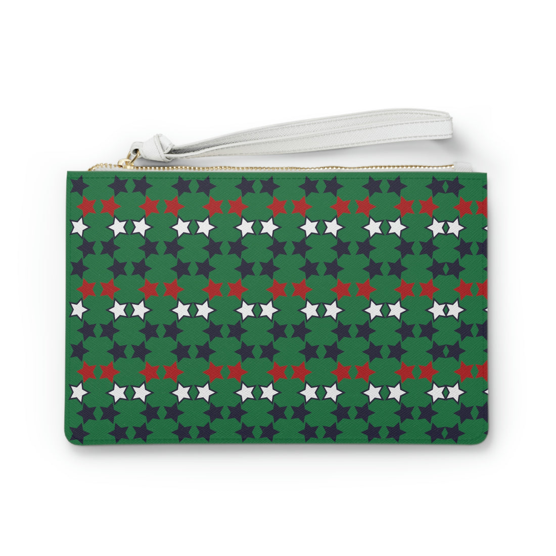 Green Star Print Clutch Bag