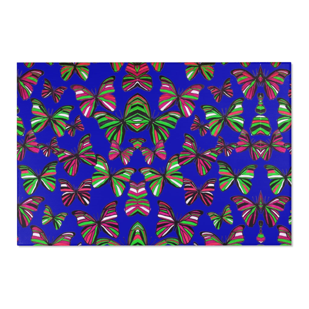 Butterflies Royal Blue Area Rug