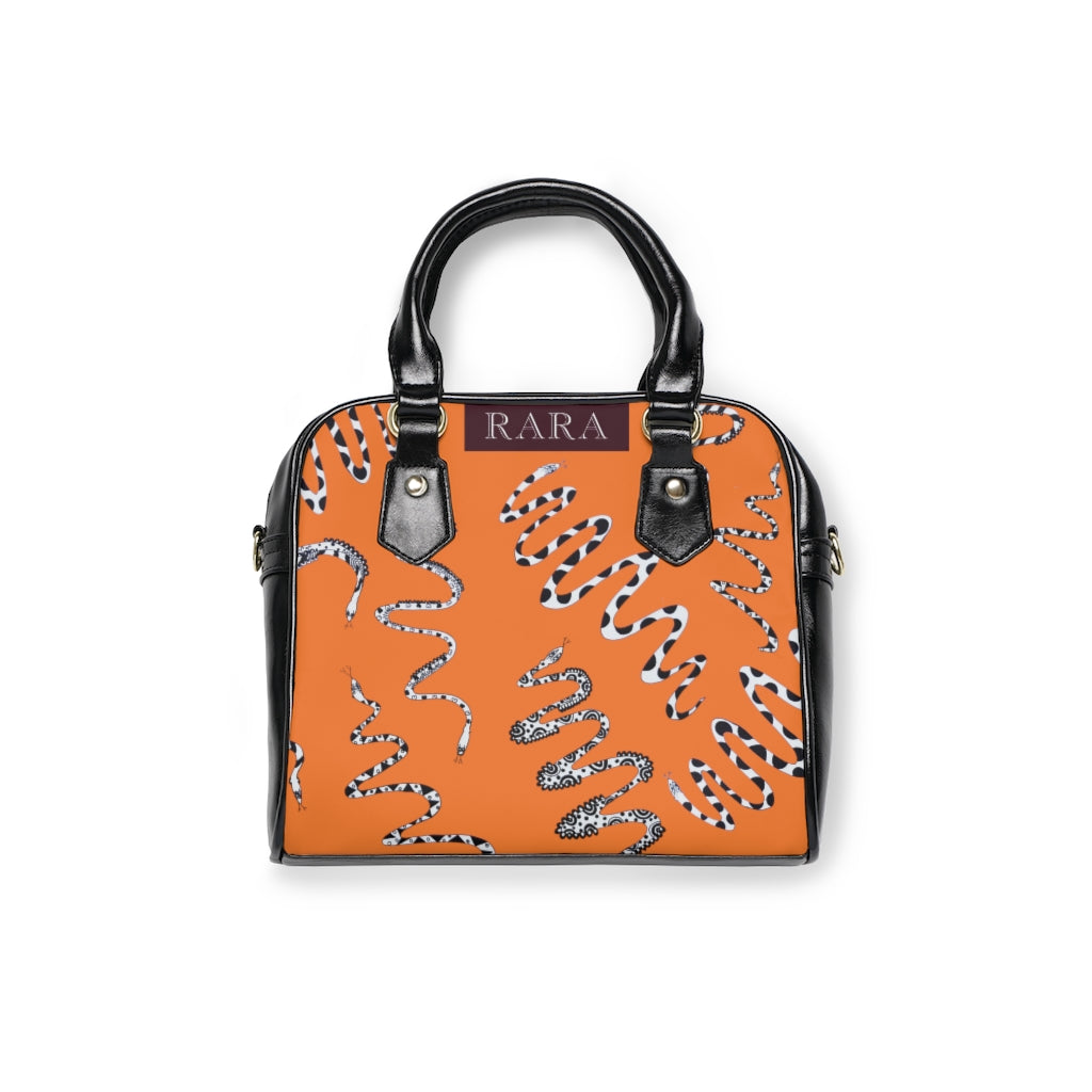 peach snake print handbag