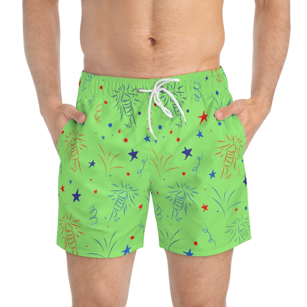 Men's Firecracker Fresh Green Swimming Trunks