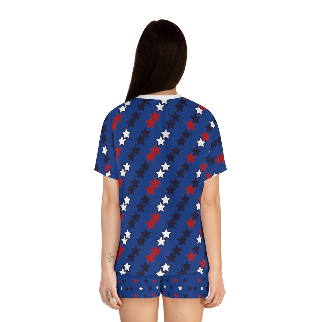 Blue Star Print Short Pajama Set (AOP)