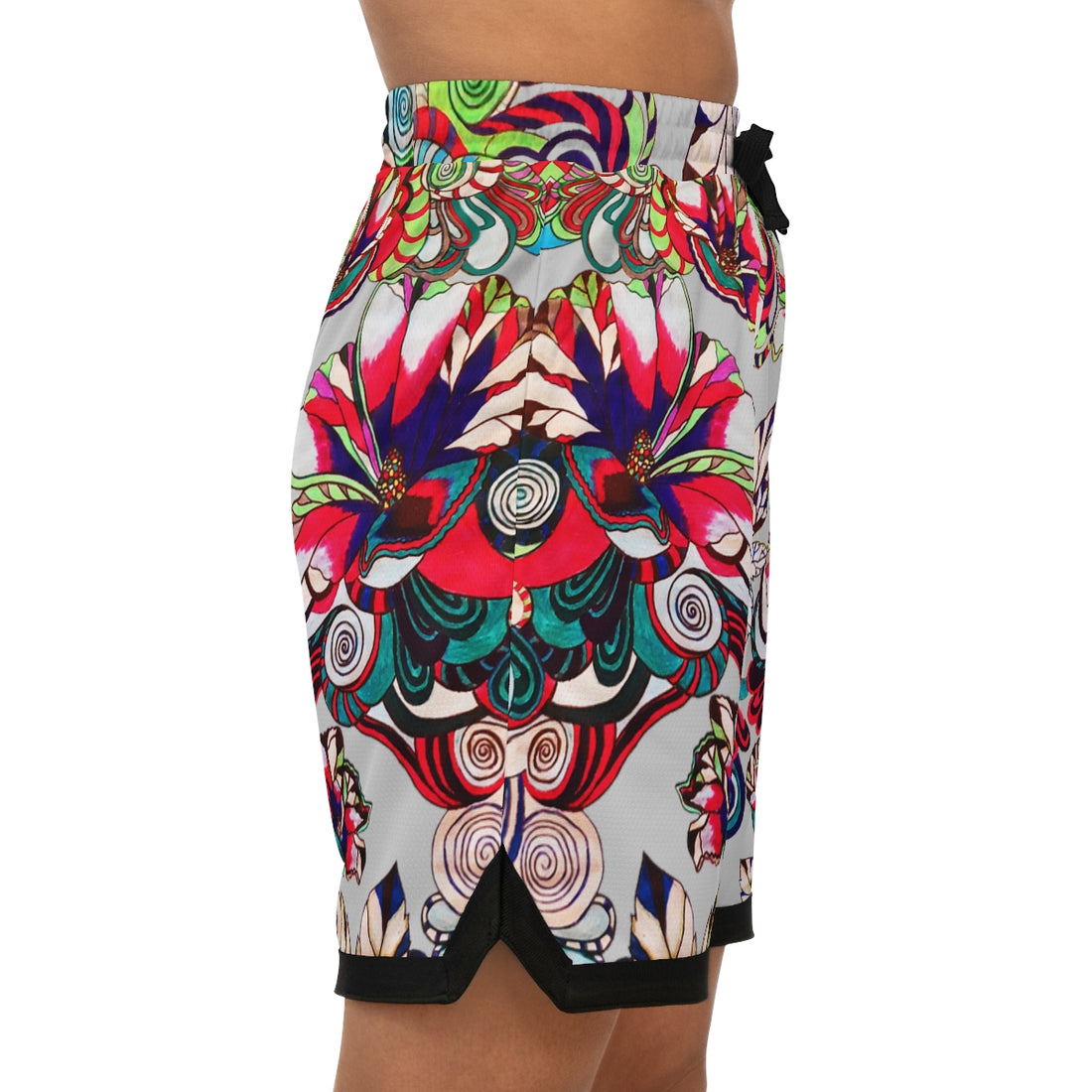 slate graphic floral print basketball shorts for men