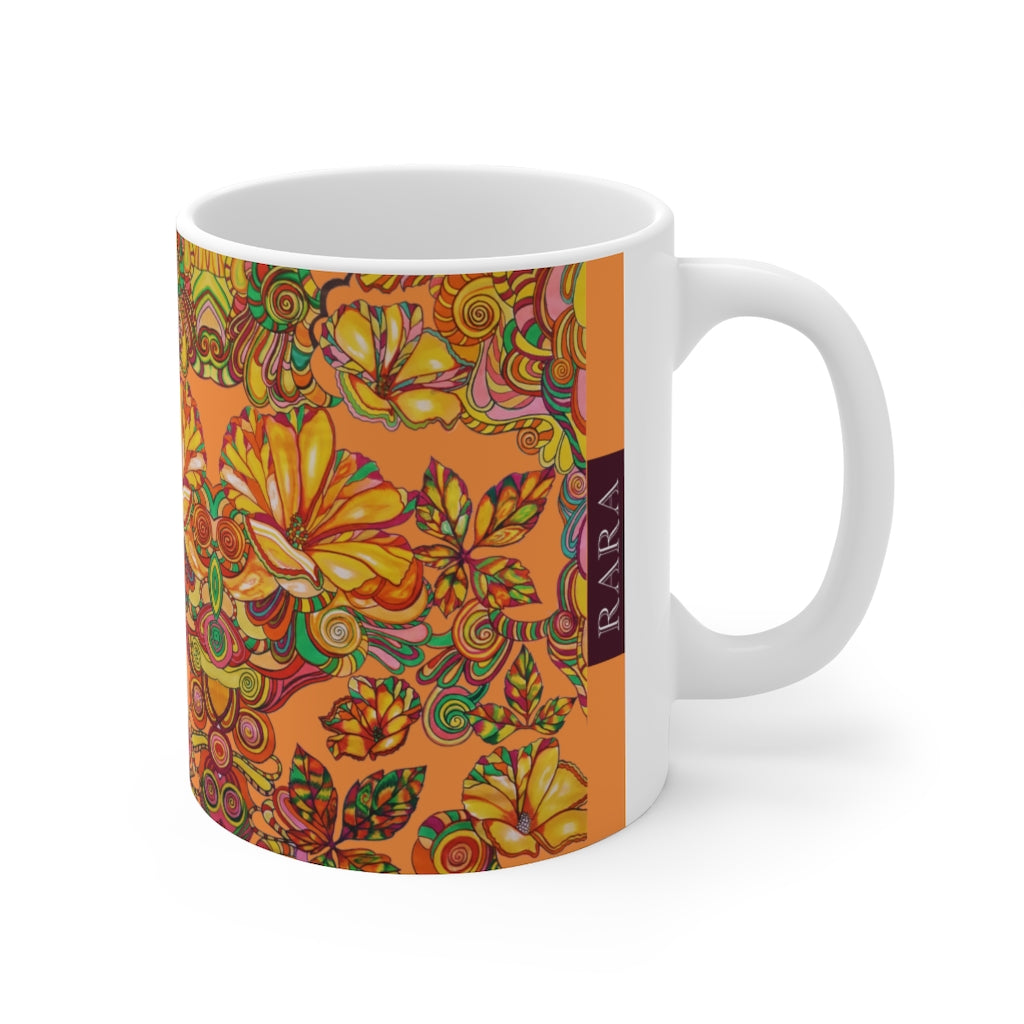 Artsy Florals Peach Mug 11oz