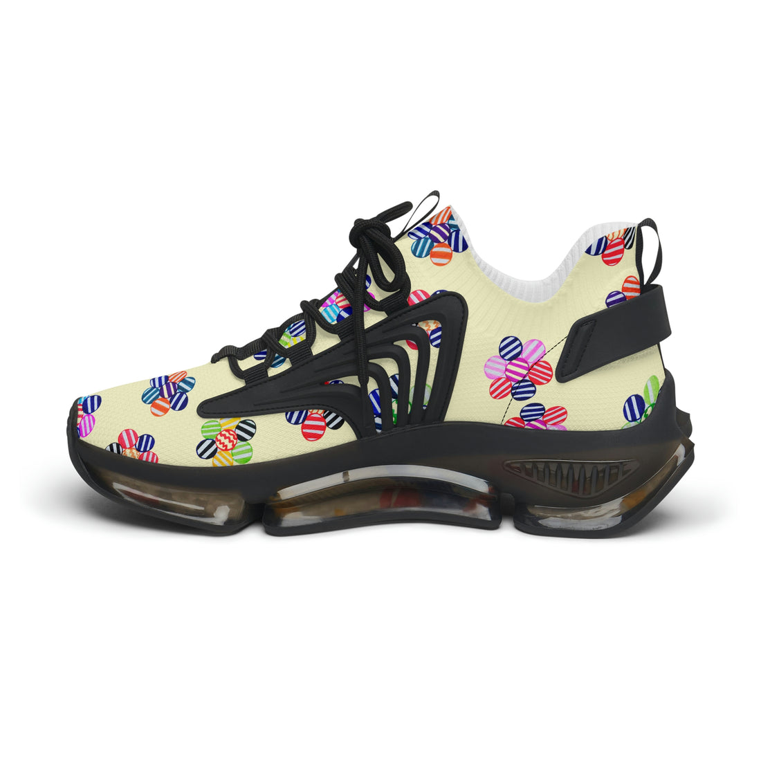 Cream Candy Floral Printed OTT Women's Mesh Knit Sneakers