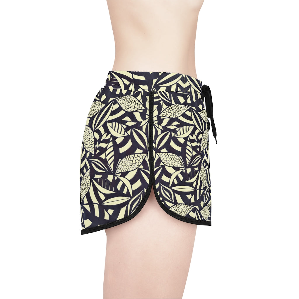 cream  tropical print gym shorts
