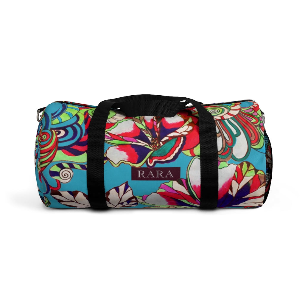 Artsy Floral Pop Aqua Duffel Bag