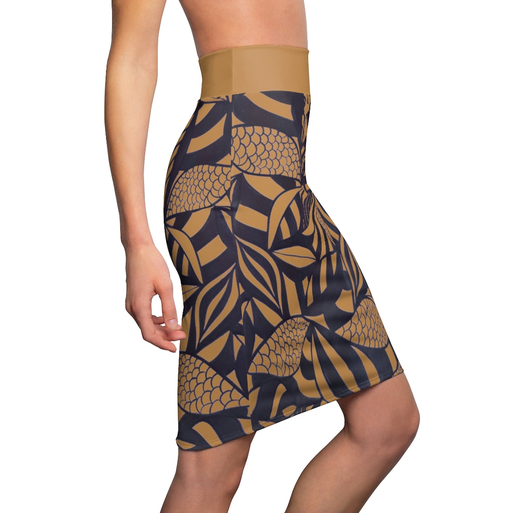 Tropical Minimalist Tussock Pencil Skirt