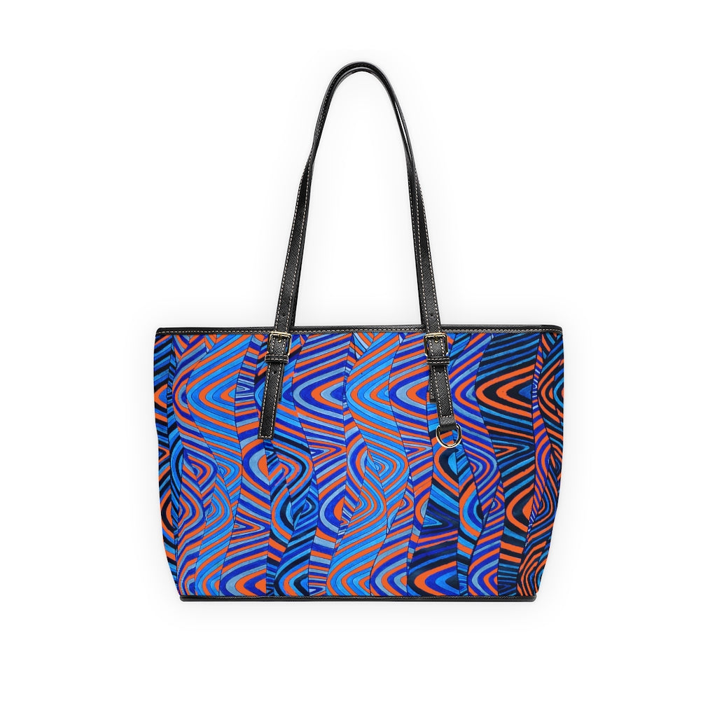 orange psychedelic print tote bag