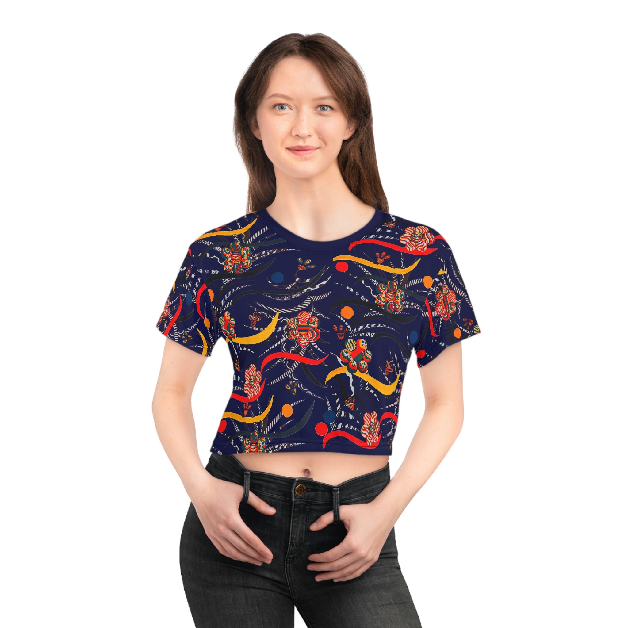 ink floral cropped t-shirt