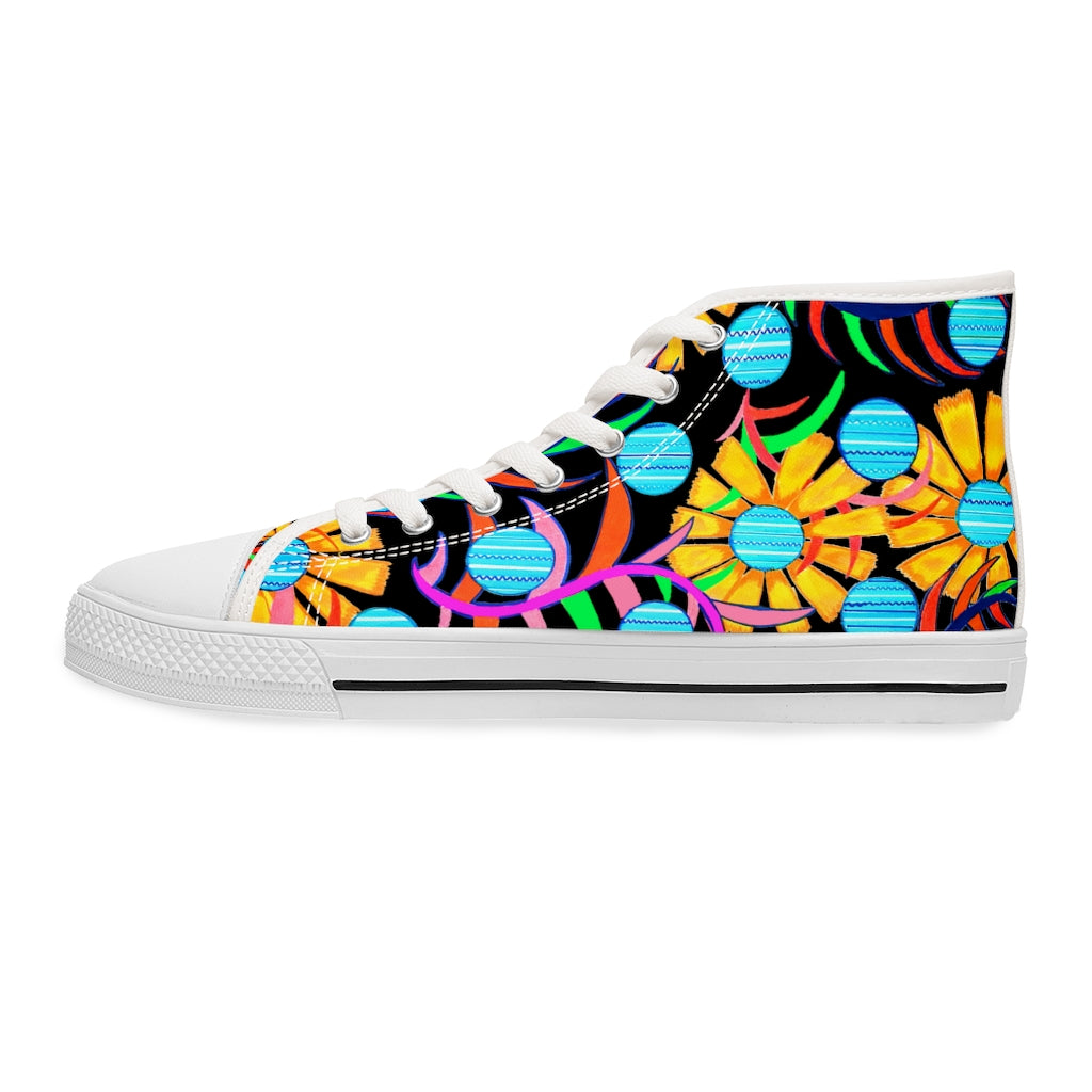 Black Sunflower Women's High Top Sneakers