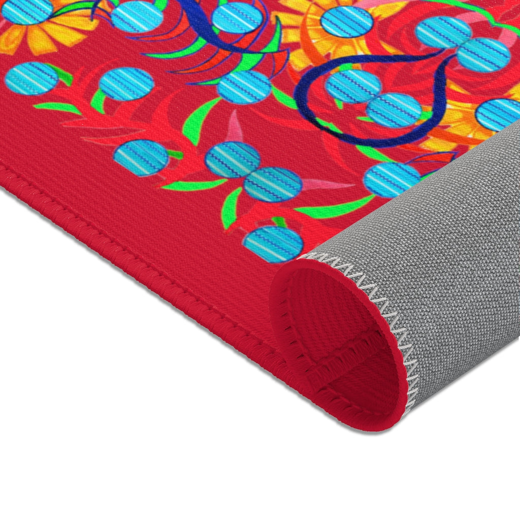 Sun Flower Red Area Rug
