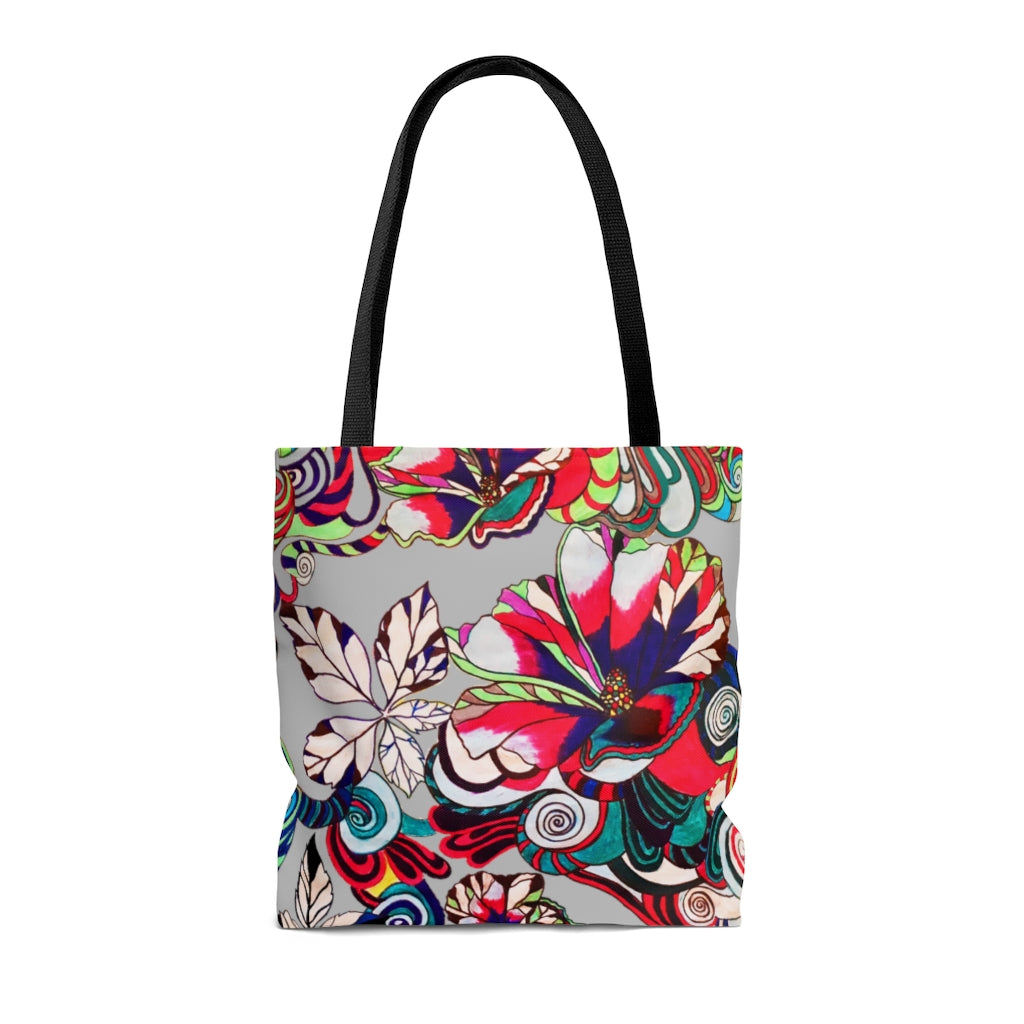 AOP Artsy Floral Pop Slate Tote Bag