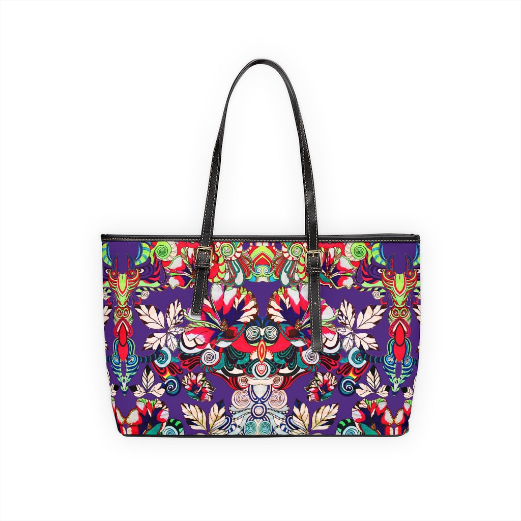 Purple Floral Pop PU Leather Shoulder Bag