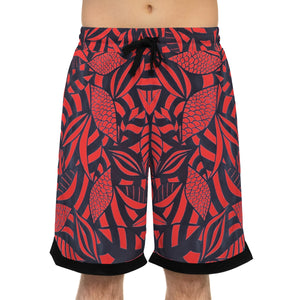 vermillion tropical print print basketball shorts 
