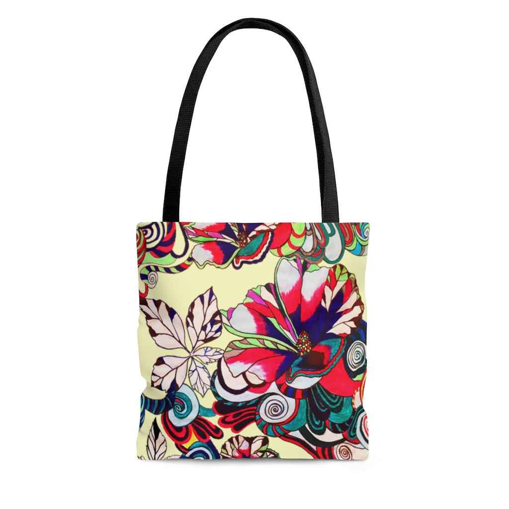 AOP Artsy Floral Pop Cream Tote Bag