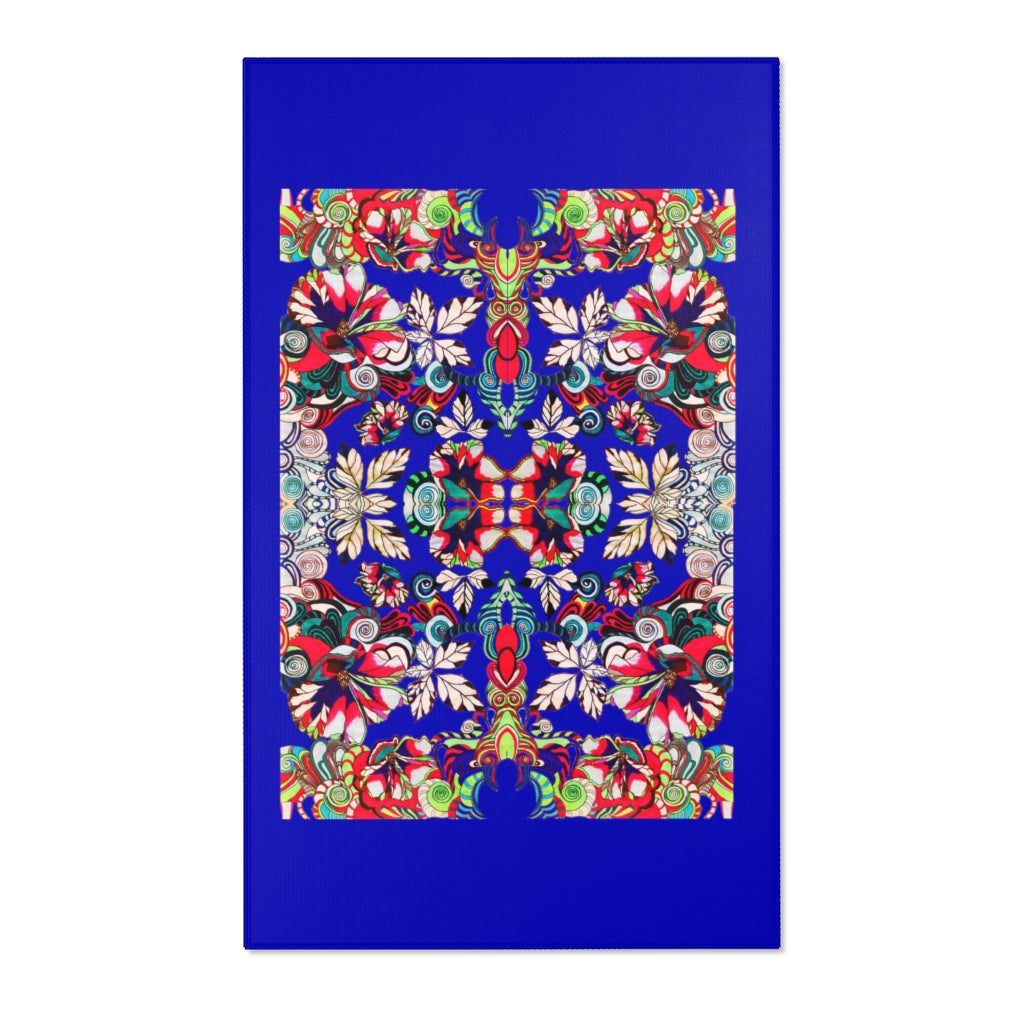 Artsy Floral Pop Royal Blue Area Rug