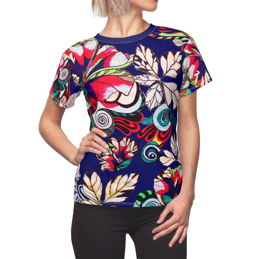 Graphic Floral AOP Navy T-Shirt