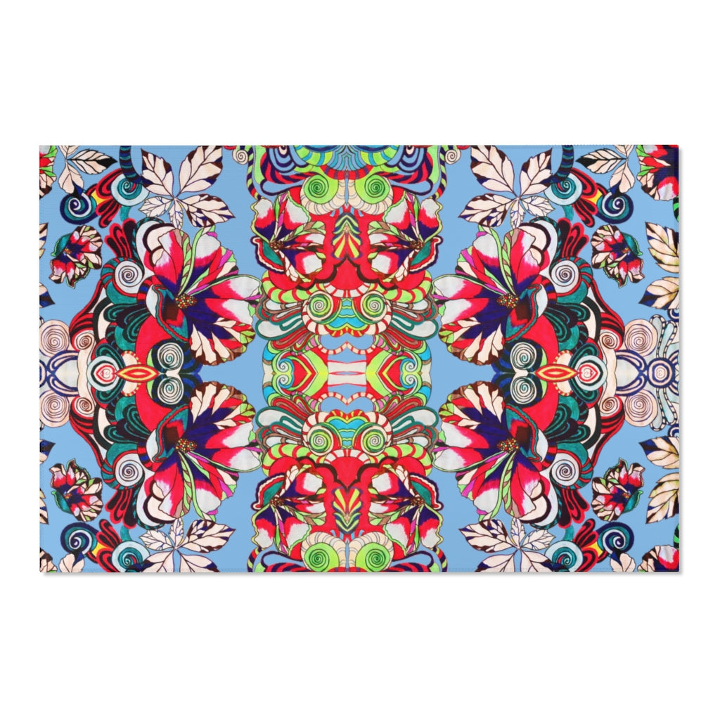 Artsy Floral Pop Sky Area Rug