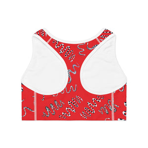 red snake print sports bra