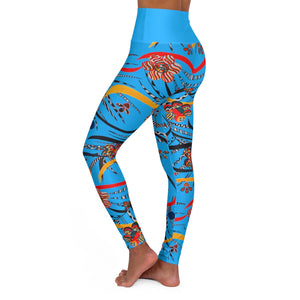 aqua animal & floral print yoga leggings