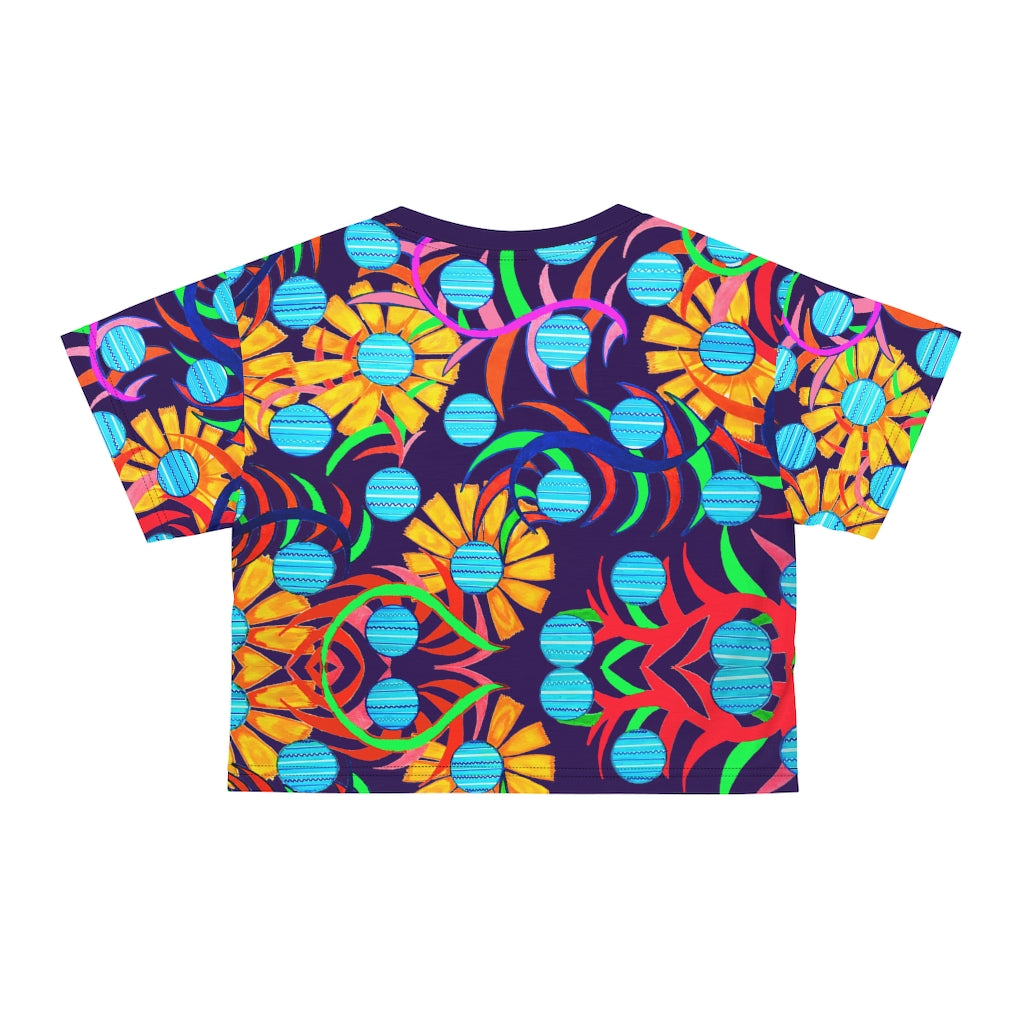 Violet Sunflower AOP Crop Tee