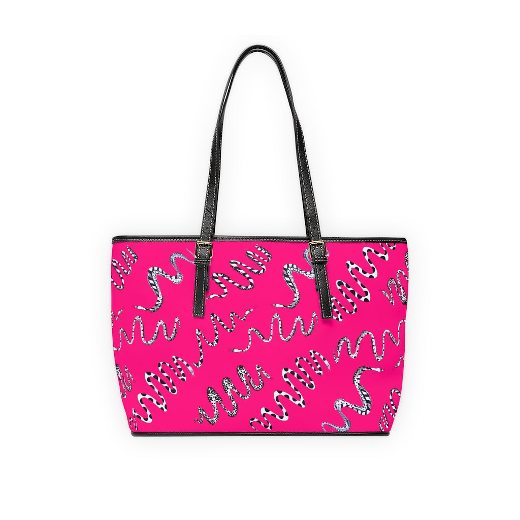 hot pink snake print tote bag