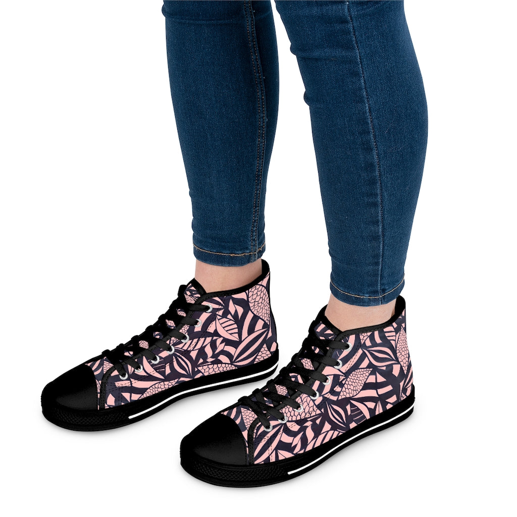 Blush Tropical Minimalist Women's High Top Sneakers