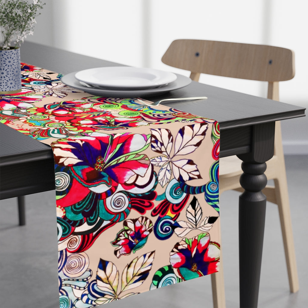 Artsy Floral Pop Nude Table Runner