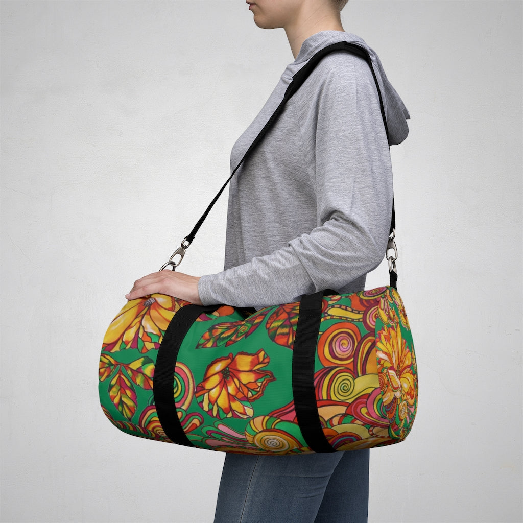 Artsy Floral Emerald Duffel Bag