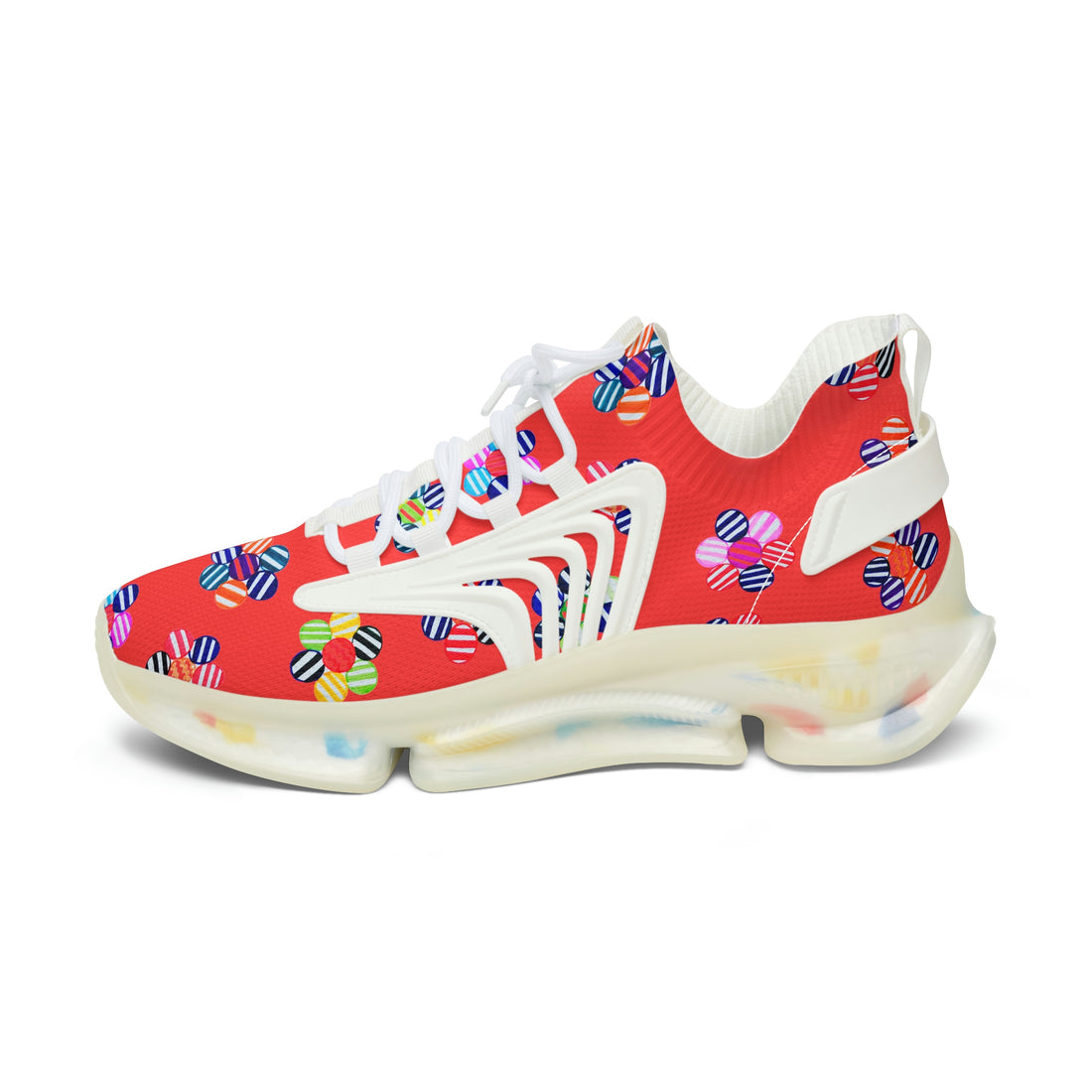 Vermillion Candy Floral Printed OTT Women's Mesh Knit Sneakers