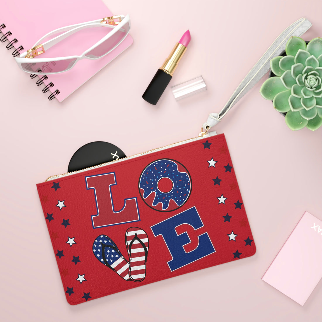 Deep Red American Love Clutch Bag