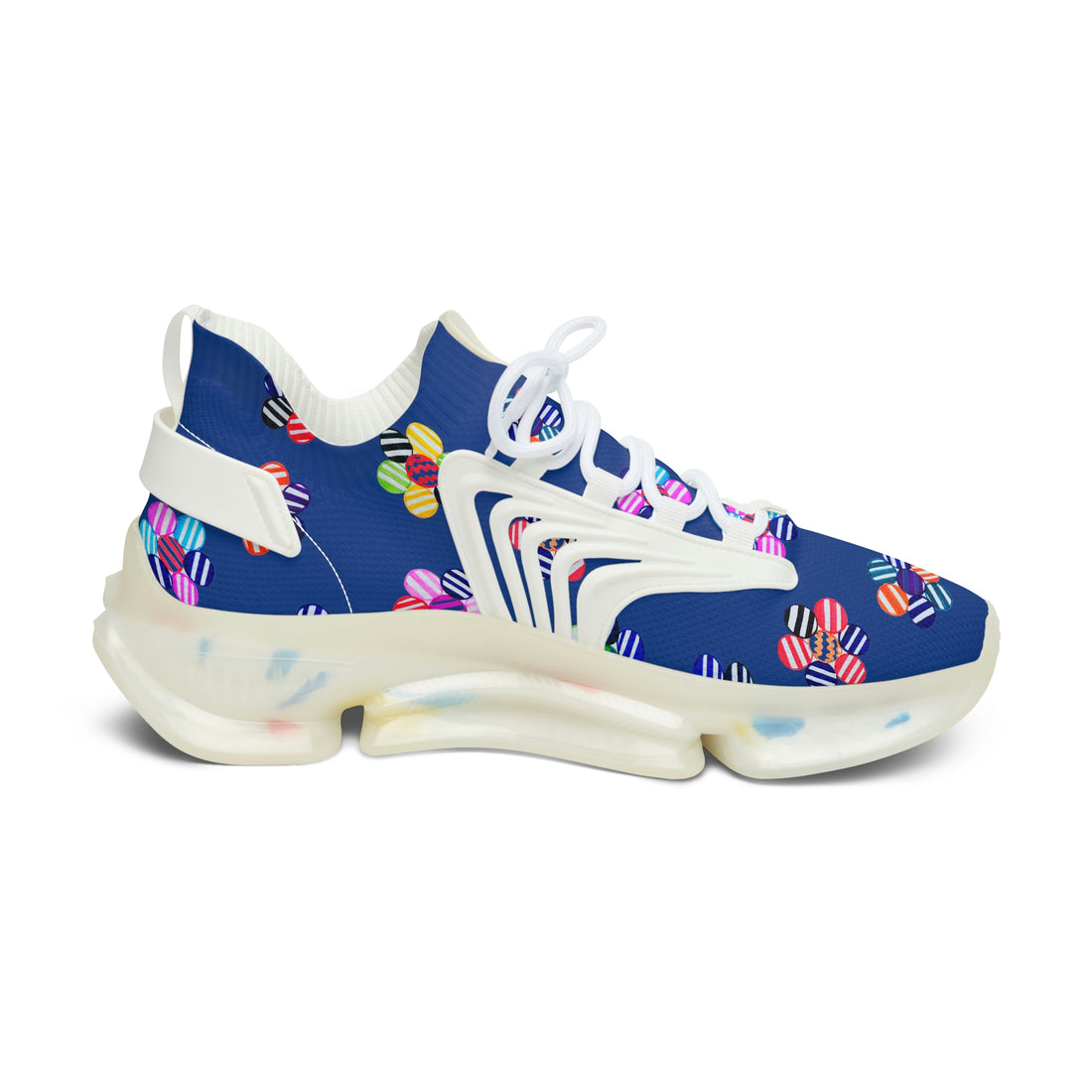 Royal Blue Candy Floral Printed OTT Women's Mesh Knit Sneakers
