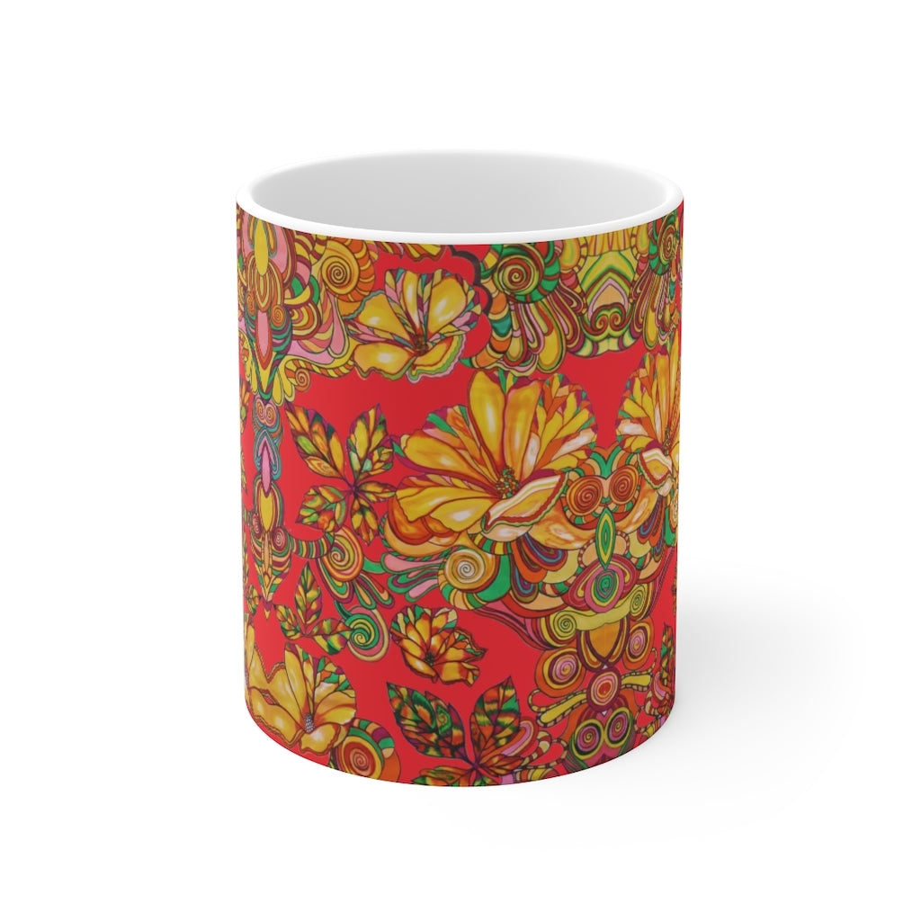 Artsy Florals Red Mug 11oz