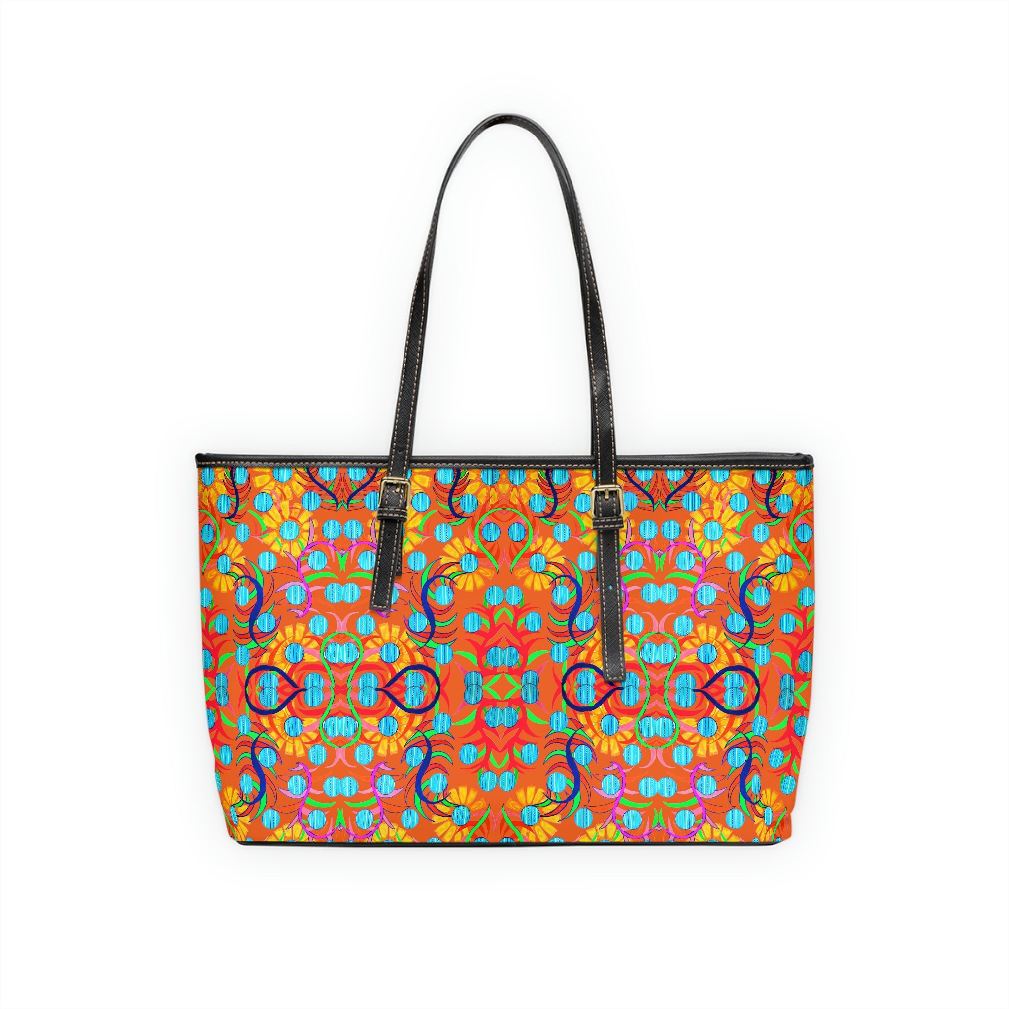 Orange Sunflower PU Leather Shoulder Bag