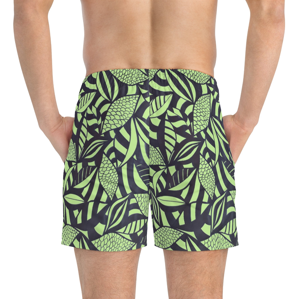 Mint Tropical Minimalist Men's Swimming Trunks