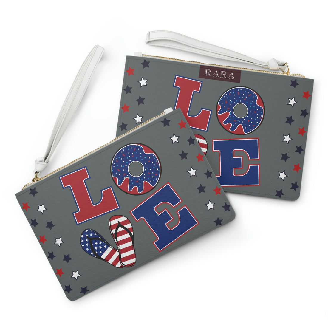 Ash Grey American Love Clutch Bag