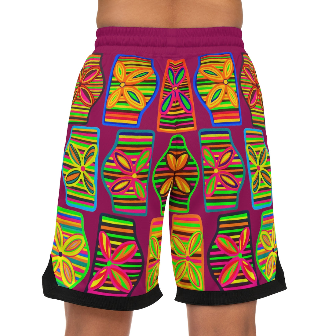 Orchid Deco Print Basketball Rib Shorts (AOP)