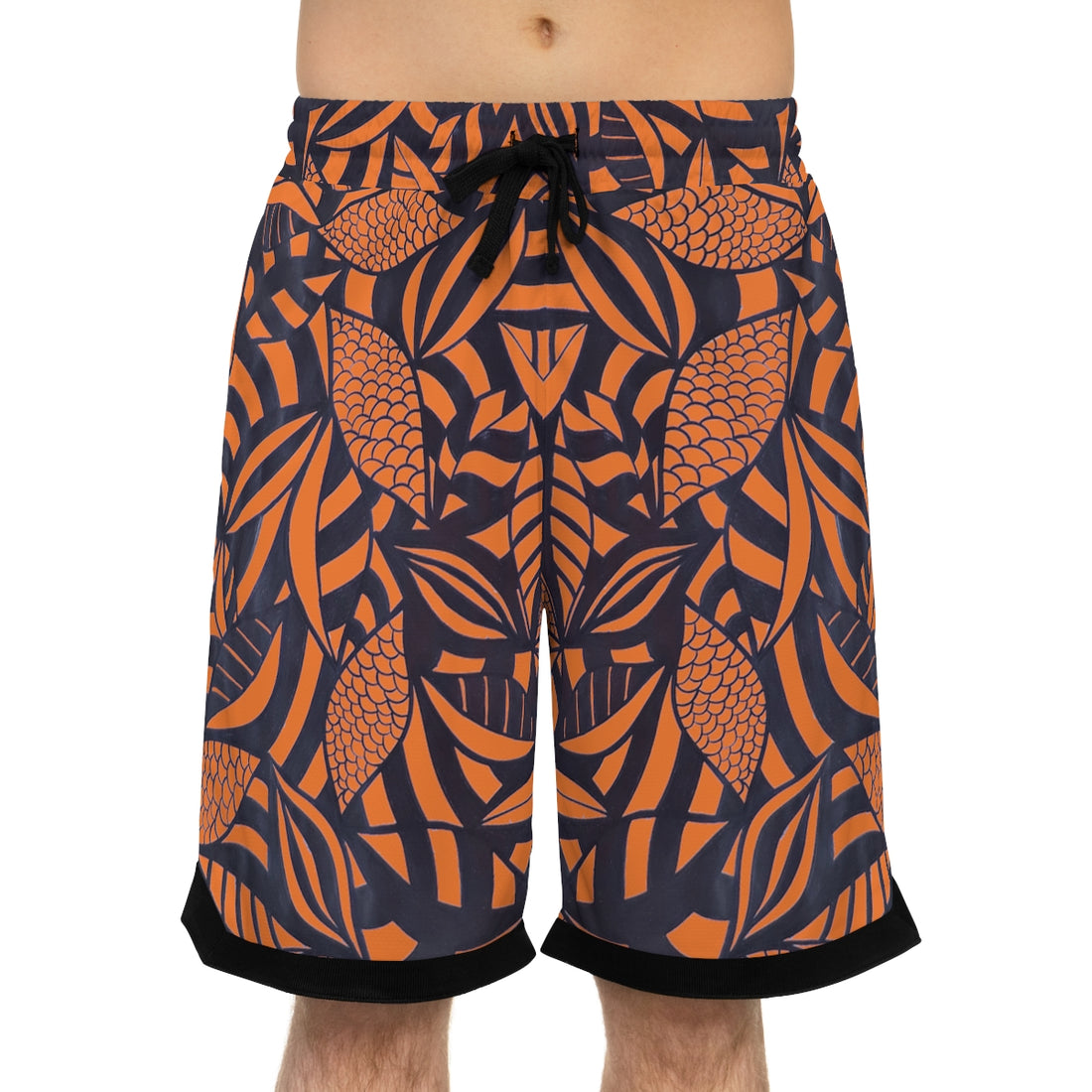 Peach Tropical Minimalist Basketball Rib Shorts (AOP)