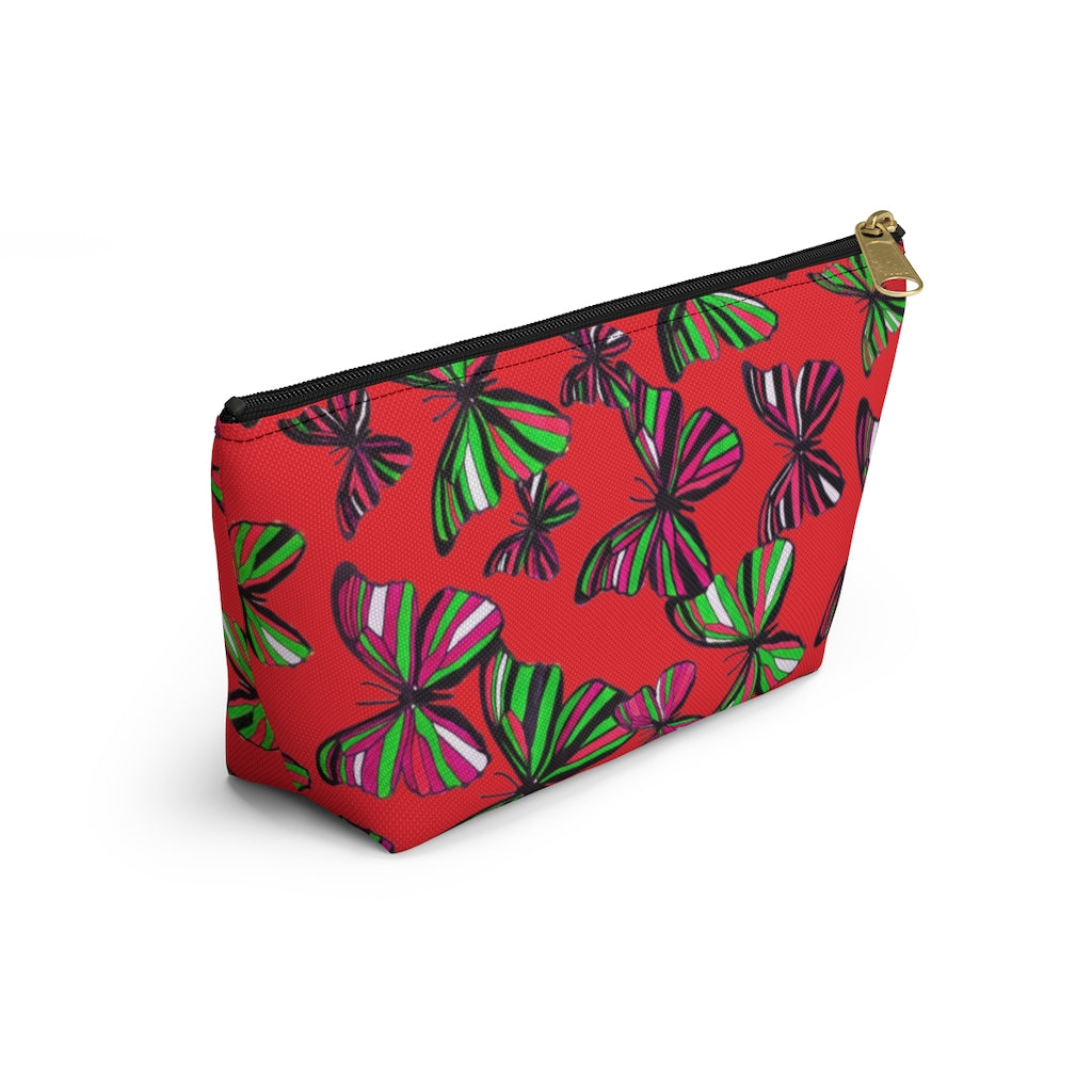 Butterflies Red Accessory Pouch