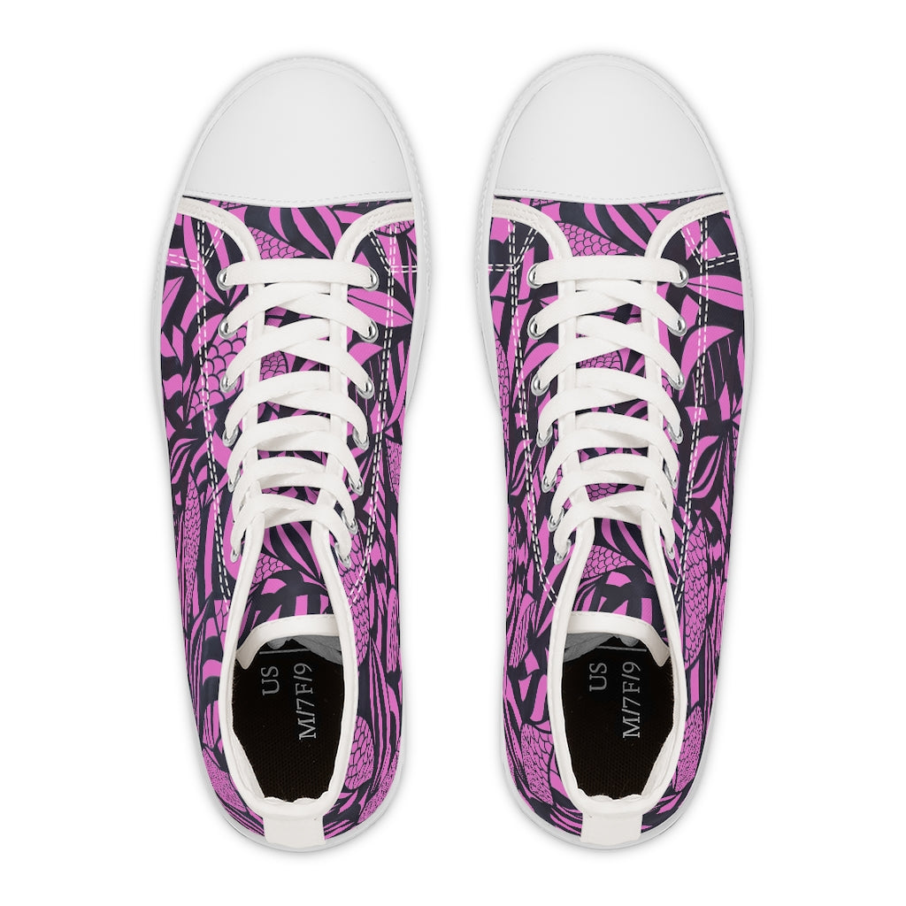 Rose Tropical Minimalist Women's High Top Sneakers